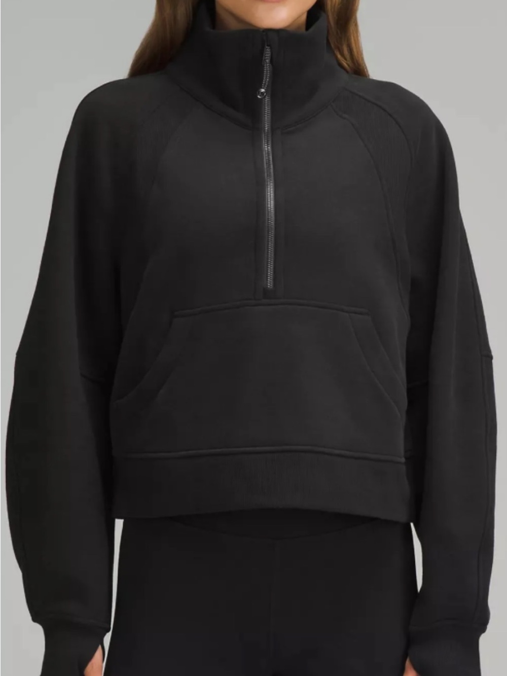 Lululemon Cropped Half-Zip Pullover Sweatshirt - Black